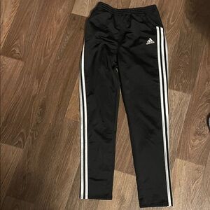 Adidas Kids Black Joggers with White Stripes